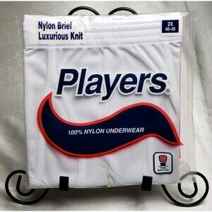 Players 100% NYLON White Brief 2X 46-48 Luxurious Knit Full-Fashion New and Seal
